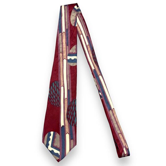 Vintage Cervino Mens Silk Dress Tie Made in Italy Abstract Pattern 60 3.75 - Picture 2 of 10